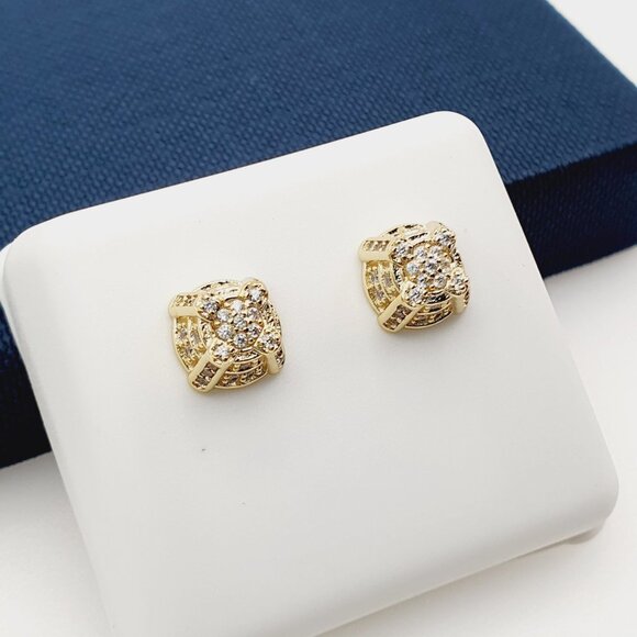 "14K Gold Plated Cubic Zircon Earrings, EVBRS455 - Picture 3 of 9